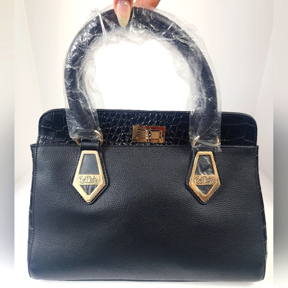 Bob Mackie Rodeo Drive Black Leather Purse Gold Hardware Bradford Exchanges 2014 - Picture 1 of 12